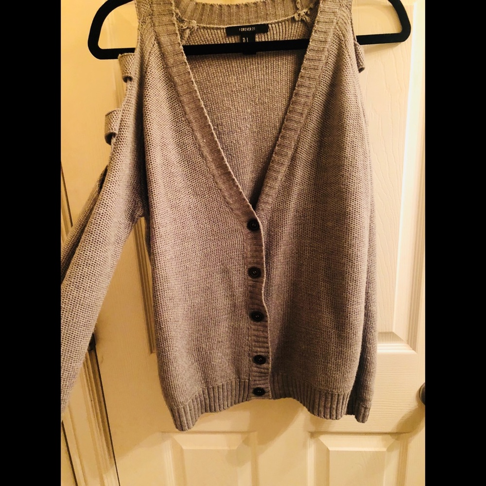 Forever 21 gray cut out cardigan.
